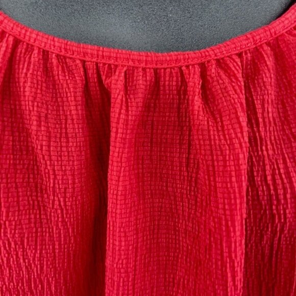 Madewell Texture & Thread Short Peasant Sleeve Ruffle Puff Sleeve Women’s XS Red - Picture 6 of 8